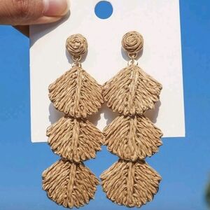 Tan Leaf Drop Earrings